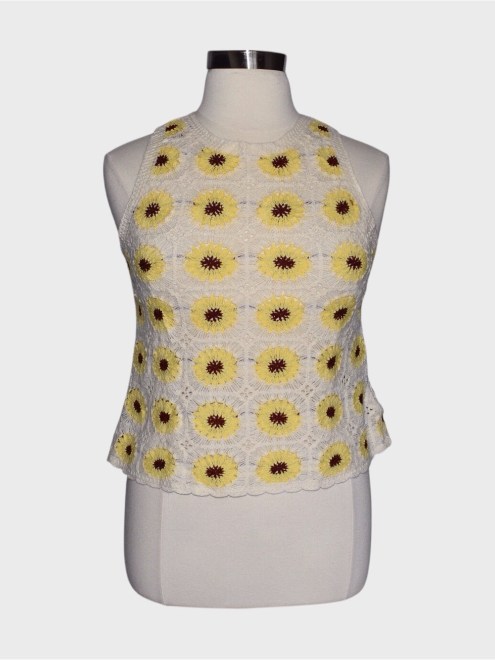 Rebellion Sunflower Crochet Knit Sleeveless Top